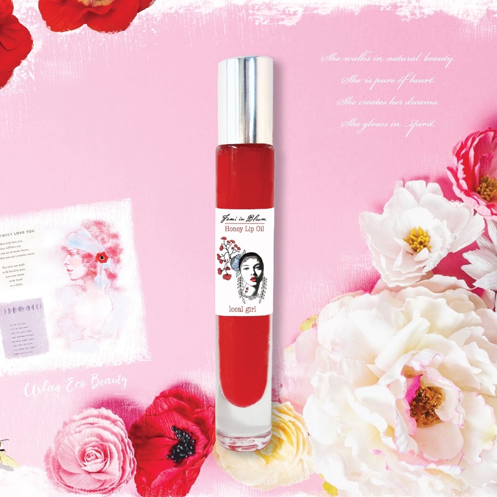 Juicy Honey Lip Oil Serum / Ultra Glossy Sheer Red, Hydrating High Shine Gloss